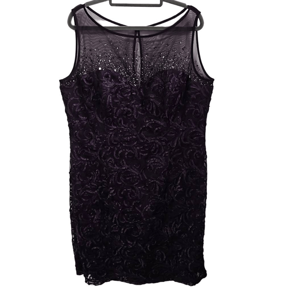 Ignite Evenings Purple Sleeveless Knee Length Formal Dress Size 18 Plus Size